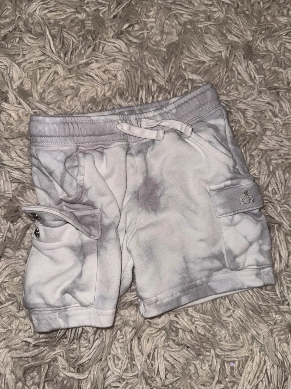 Baby Gap White Washed Tie-Dye Cargo Cotton Shorts - White/Grey